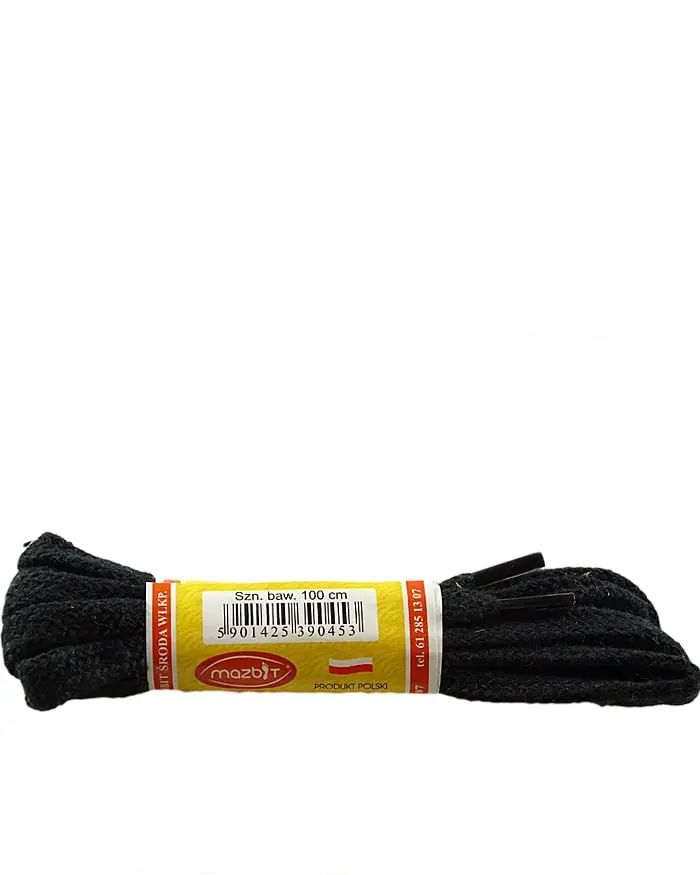 Czarne, płaskie sznurówki do butów 75 cm Mazbit