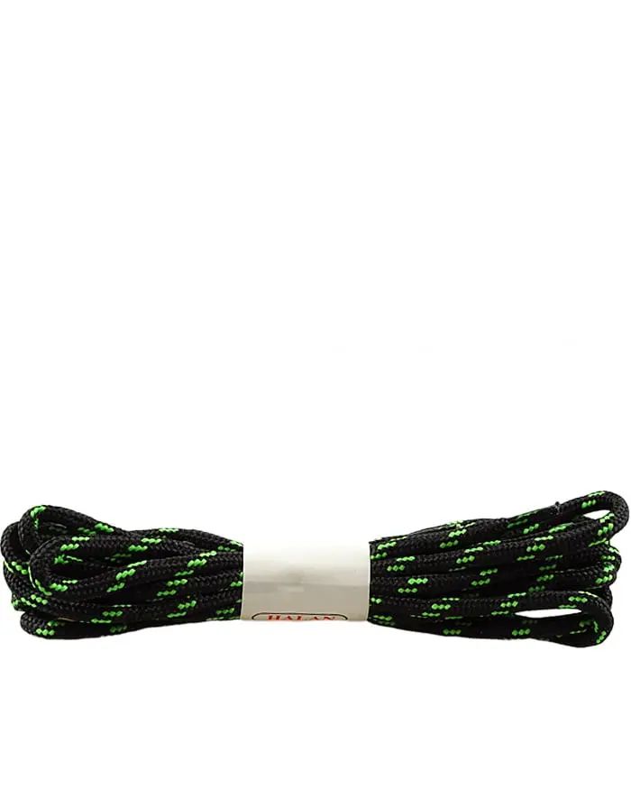 Czarno-zielone, trekkingowe sznurówki do butów 100 cm Halan