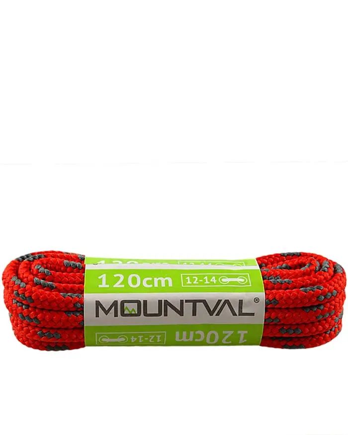 Czerwono-szare, trekkingowe sznurówki do butów, 120 cm, Mountval