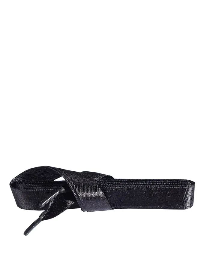 Czarne, satynowe sznurówki do butów, płaskie, 90 cm Kaps