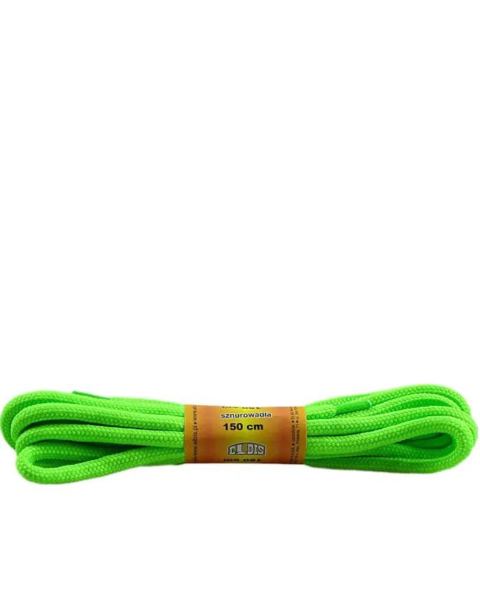 Zielone, neon, poliestrowe, okrągłe grube, sznurówki 150 cm