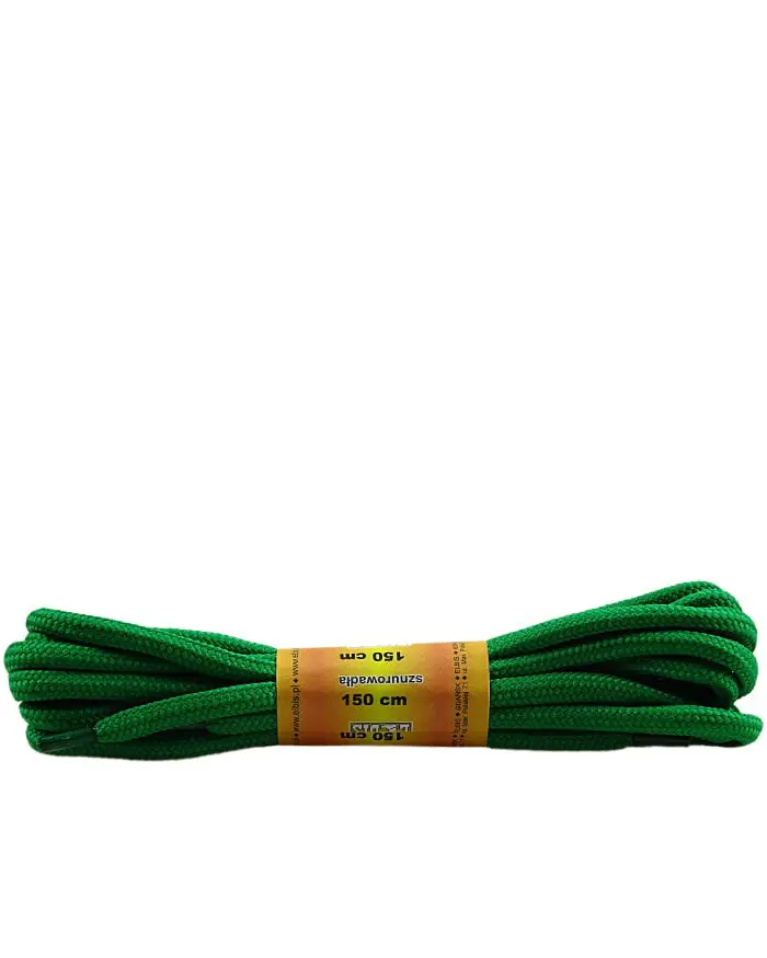 Zielone, poliestrowe, okrągłe grube, sznurówki 150 cm