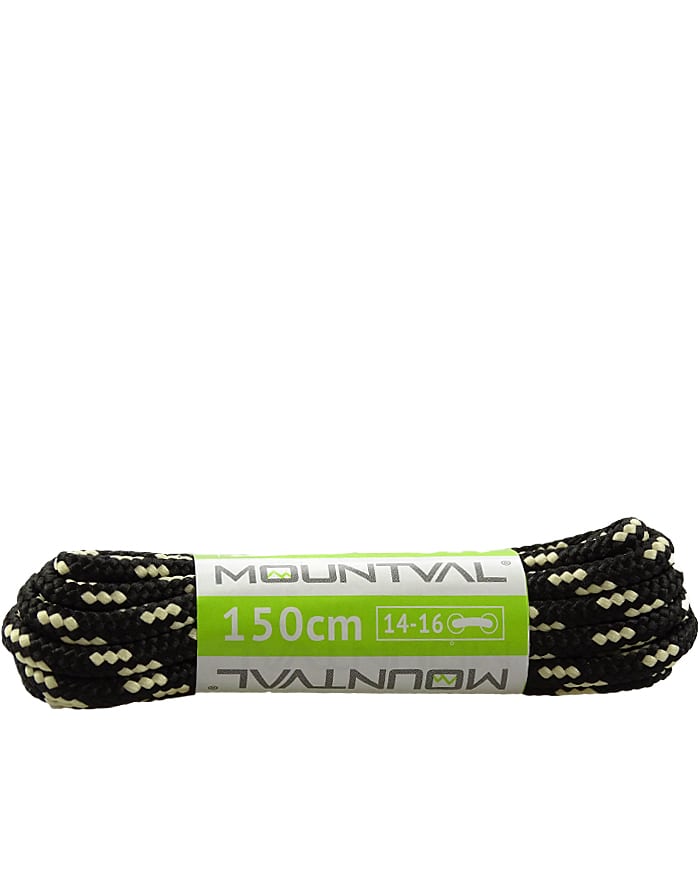 Czarno-beżowe, trekkingowe sznurówki do butów 150 cm Mountval
