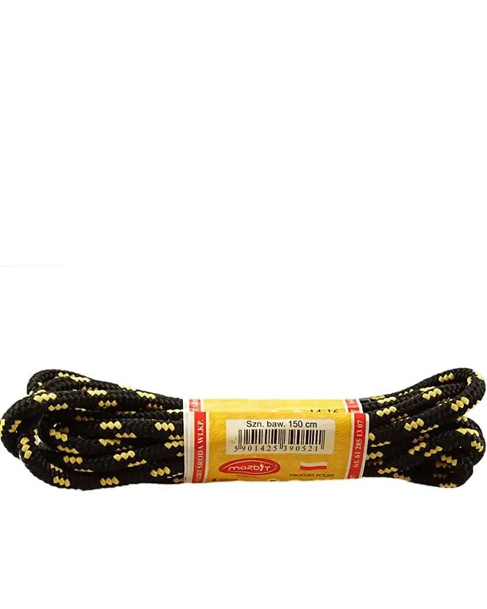 Czarno-żółte, trekkingowe sznurówki do butów 120 cm Mazbit