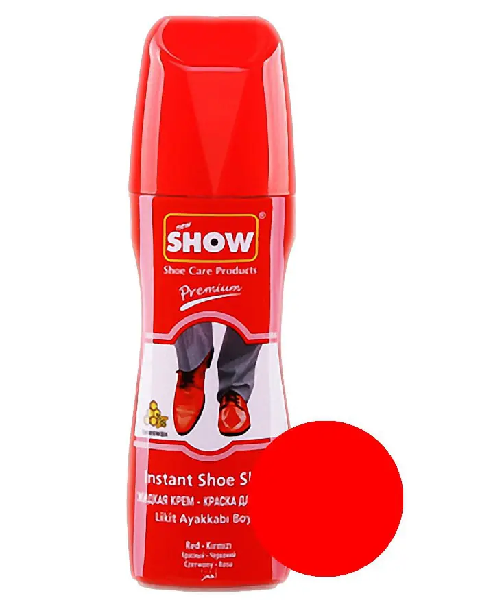 Czerwona pasta w płynie do butów, samopołyskowa Show 75 ml