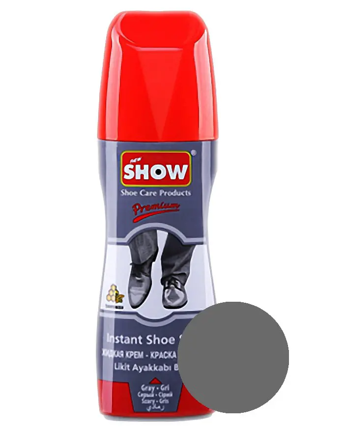 Szara pasta w płynie do butów, samopołyskowa Show 75 ml