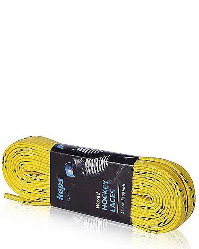 Żółto-czarne, woskowane, sznurówki do łyżew hokejowych, 300 cm